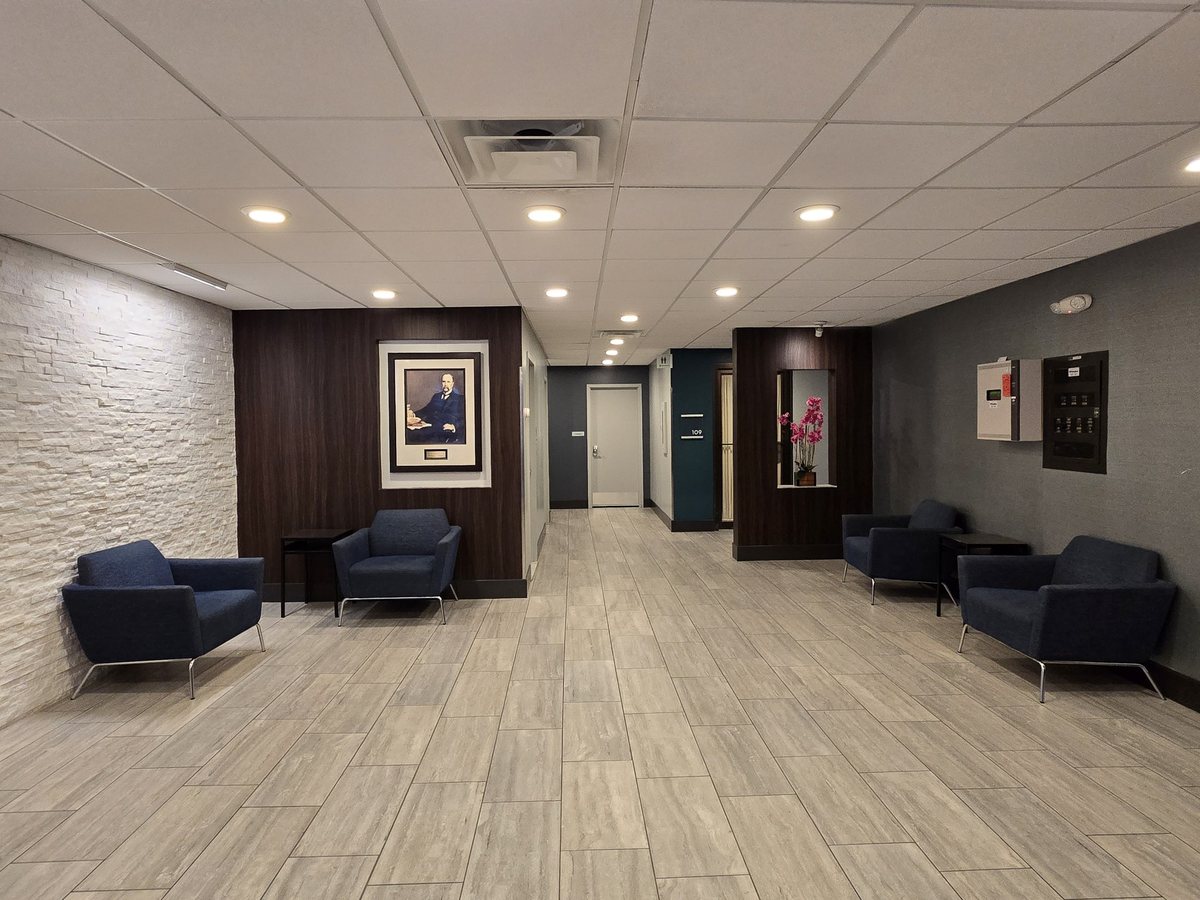 Third floor elevator lobby at the Osler Professional Center, Towson